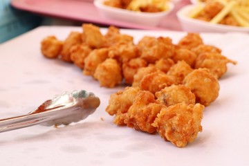 fried nuggets at street food
