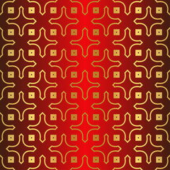 Art Deco Pattern Of Geometric Elements. Seamless Pattern. Vector Illustration. Design For Printing, Presentation, Textile Industry. Chinese red gold color