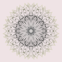 Fashion Design Print With Floral Mandala Ornament. Vector Illustration. Oriental Pattern. Indian, Moroccan, Mystic, Ottoman Motifs. Anti-Stress Therapy Pattern. Beige pastel color