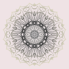 Fashion Design Print With Floral Mandala Ornament. Vector Illustration. Oriental Pattern. Indian, Moroccan, Mystic, Ottoman Motifs. Anti-Stress Therapy Pattern. Beige pastel color