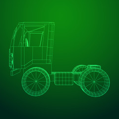 Truck or lorry car. Cargo vehicle model wireframe low poly mesh vector illustration
