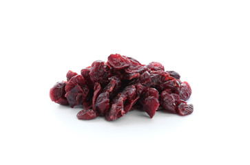Tasty dried cranberry on white background