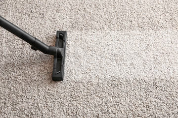 Brush of vacuum cleaner on carpet