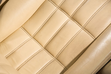 Close up of leather car seat