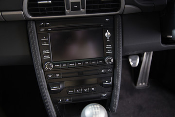 Fototapeta premium Close up of infotainment system in sports car
