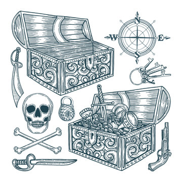 pirate treasure chest drawing