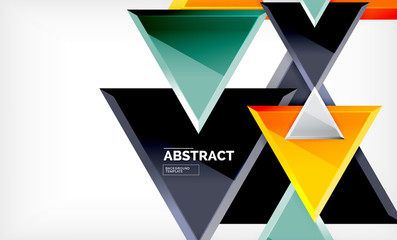 Triangular low poly background design, multicolored triangles