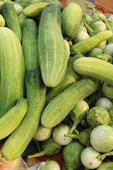 Fresh cucumbers for cooking in the market