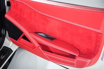 Red fabric car door