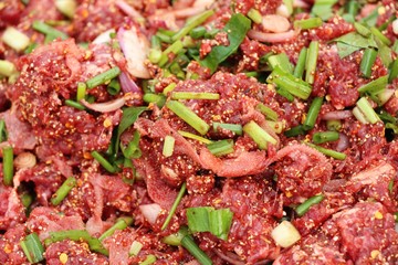 Spicy pork salad delicious at street food