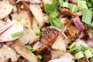 Spicy pork salad delicious at street food