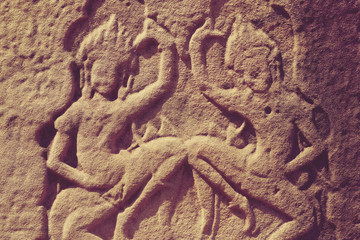 Angkor Wat Wall and Sculpture Texture