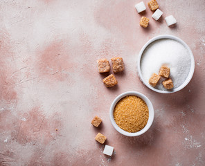 White and brown cane sugar