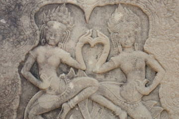 Angkor Wat Wall and Sculpture Texture
