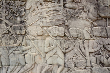Angkor Wat Wall and Sculpture Texture
