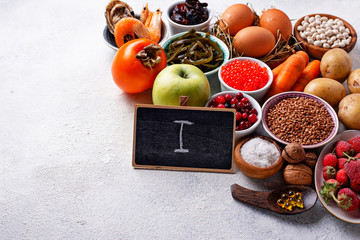 Healthy food containing iodine. Products rich in I