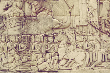 Angkor Wat Wall and Sculpture Texture