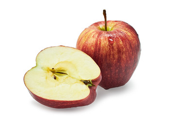red apple is a storehouse of vitamins on a white background