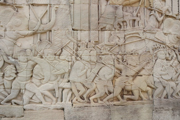 Angkor Wat Wall and Sculpture Texture