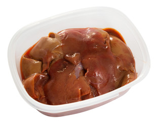 Raw rabbit liver in bowl