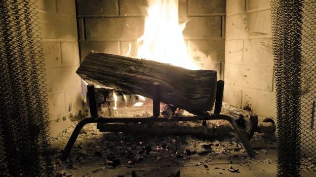 fireplace with burning wood