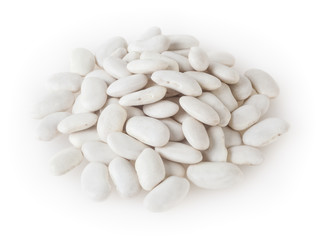 Heap of white beans isolated on white background with clipping path