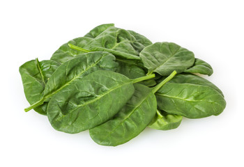 Fresh spinach leafs isolated on white background