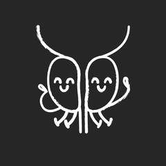 Smiling prostate gland character chalk icon