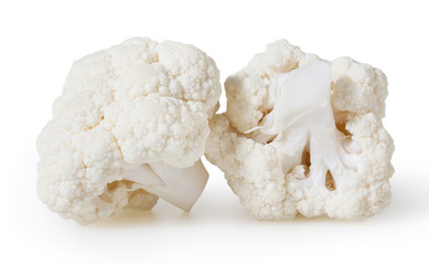 Cauliflowers isolated on white background with clipping path