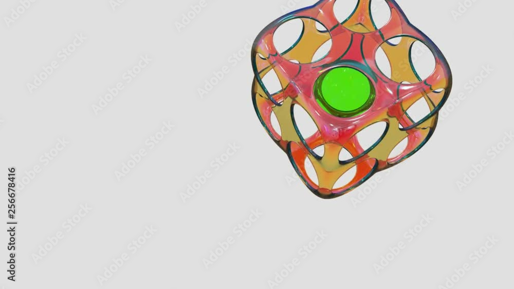 Poster three-dimensional animated shape with vibrant glass colors for presentation background with copy spa