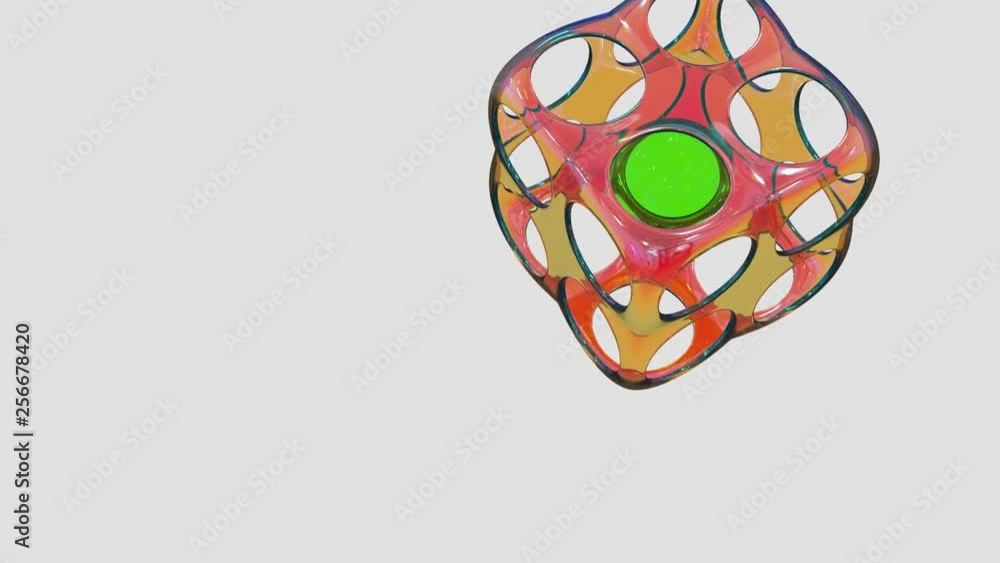 Poster three-dimensional animated shape with vibrant glass colors for presentation background with copy spa