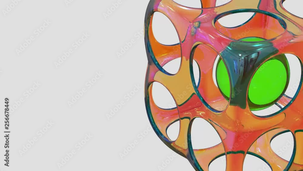Poster three-dimensional animated shape with vibrant glass colors for presentation background with copy spa