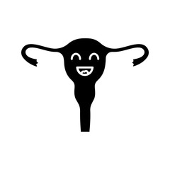 Smiling uterus glyph icon