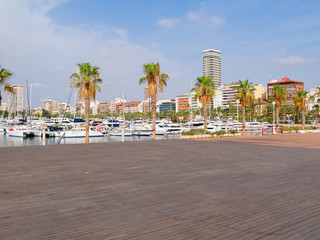 Beautiful promenade with palm trees in Alicante. Spain
