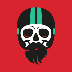 sign skull in moto helmet, print on t-shirt