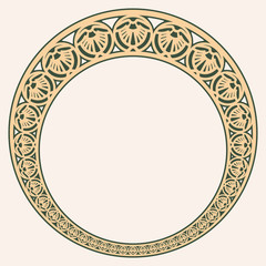 Vector circular ornament in modern style. Drawing isolated on beige background.