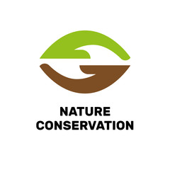 Sign tree leaf in a human hand or palm