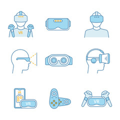 Virtual reality color icons set
