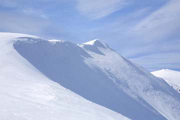 Mountain ridge in winter