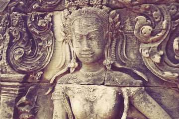 Angkor Wat Wall and Sculpture Texture