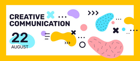 Business abstraction template on white background with frame. Vector creative horizontal illustration with color abstract shape, line, header.