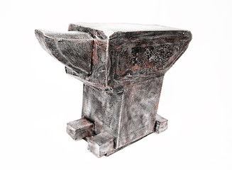 Closeup of vintage anvil, isolated on white background