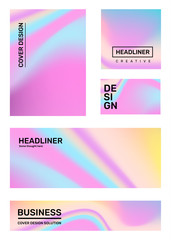 Vector set of creative beautiful abstract illustration with header. Business line gradient abstraction background.