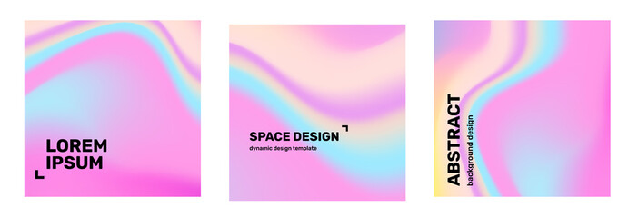 Vector set of creative rainbow abstract square gradient illustration with header in frame. Abstraction design for web, site, print, poster, card.