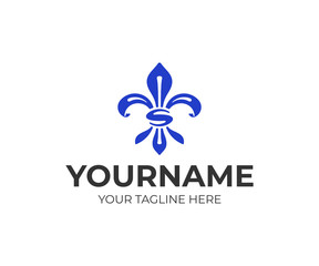 Royal lily logo design. Heraldic lily vector design. Fleur de lis logotype © artsterdam
