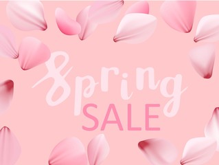 Spring sale cherry blossom vector banner template