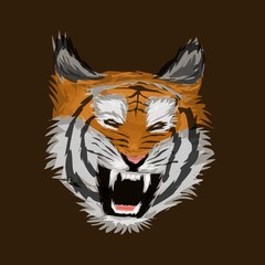 Watercolor Tiger face illustration vector