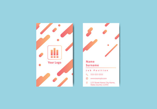 Vertical Business Card Layout with Yellow to Red Gradients