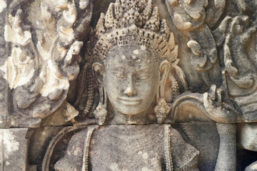 Fototapeta premium Angkor Wat Wall and Sculpture Texture