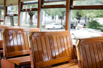 Seats in a tram
